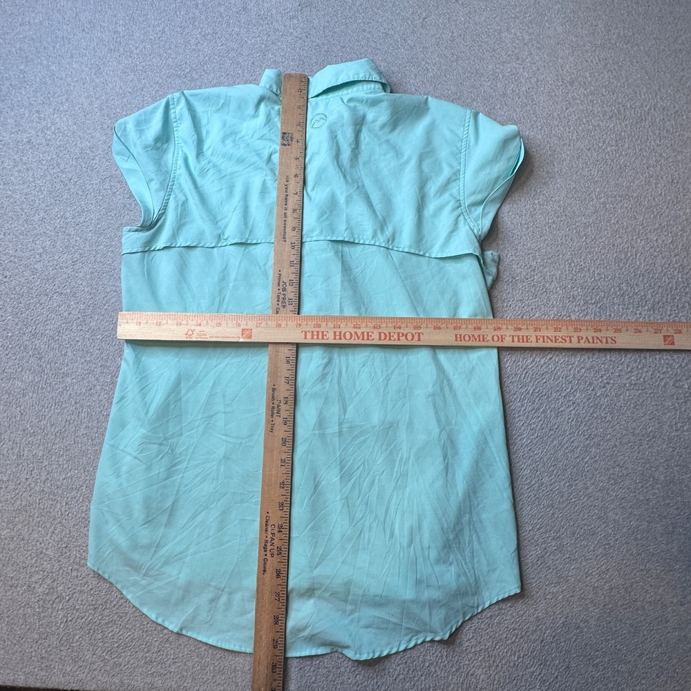 Magellan Shirt Womens L Aqua Fish Gear Overcast Short Sleeve Button Down Fishing - Picture 6 of 9